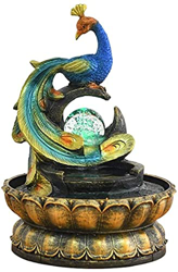 Tabletop Fountains Creative Peacock Indoor Water Fountains with Led Light and Lucky Ball Office Home Water Feature Decorations Tabletop Fountains Desk características