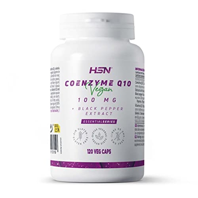 Coenzima Q10 100mg de HSN | 120 Cápsulas Vegetales de Ubiquinona Q10 con Pimienta Negra (Piperina) para Máxima Biodisponibilidad y Absorción | Suminis