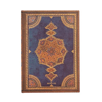 Agenda Paperblanks francesa, septiembre 2022 a septiembre 2023, 1 semana en 2 páginas Midi Horizontal + 1 lápiz Stylus Touch Blumie (Safavid Indigo)