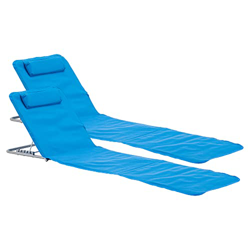 Set de 2 Esterillas de Playa Tumbona Plegable con Cojín con Respaldo en 5 Posiciones Acero Poliéster 160 x 49 cm Azul precio