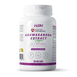 Ashwagandha KSM-66 de HSN | 120 Cápsulas | 600 mg Extracto 12:1 Raíz de Withania somnifera 30 mg Withanólidos por Dosis Diaria | Adaptógeno 100% Natur en oferta