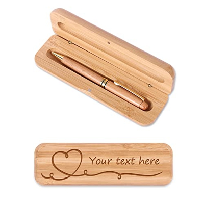 Boligrafos Personalizados,OXYEFEI Juego de Bolígrafos de Madera Grabados Personalizados Graba el Texto o el Nombre que desees Ideal como Regalos Perso