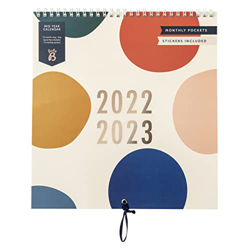 Busy B - Calendario familiar mediados de año Agosto 2022 - Agosto 2023 - Lunares - Planificador Académico mensual familiar con 6 columnas, bolsillos d en oferta