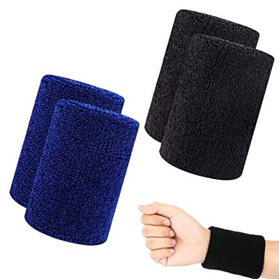 Muñequeras Deportivas Elásticas 4 Piezas Algodón Pulsera Banda Deportes Suave Muñequera Sudor para Hombres Y Mujeres Muñequera Deportiva Tenis Balonce