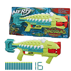 Nerf Lanzador DinoSquad Armorstrike - Tambor Giratorio de 8 Dardos, empuñadura extraíble, 16 Dardos - Diseño Anklyosaurus en oferta