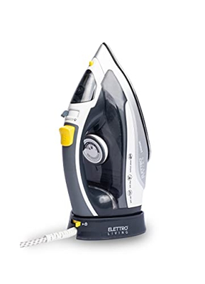 Elettro Living Plancha inalámbrica Lui, 2400 W, plancha de acero inoxidable, sistema de autolimpieza, gris, negro, amarillo, blanco