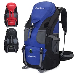 jianyana Mochila de Senderismo 50L con Cubierta de lluvia, Mochila Impermeable al Aire Libre Trekking Camping Escalada Mochila para Hombres Mujeres en oferta