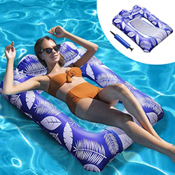 ZHSIHAI Hamaca Flotante, Hamaca de Agua, Hamaca Flotante Piscina Adulto, 4 en 1 Hamaca Inflable, Tumbona Flotante Piscina, con Bomba de Aire, Colchone en oferta