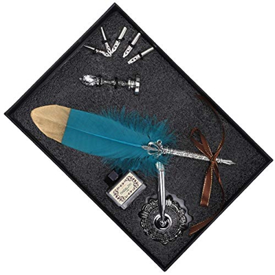 Bolígrafo de Plumas Vintage, Kit de Bolígrafos de Plumas, Mano de Obra Exquisita Atractiva Y Llamativa Y Estilo Vintage, para Regalos Escuela Amigos H