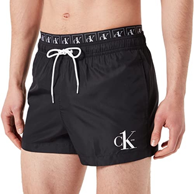 Calvin Klein Short Double WB Bañador para Hombre, Pvh Black, M