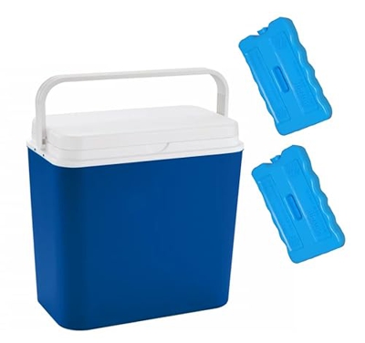 UNISHOP Nevera de Playa + 2 Acumuladores de Frío, Nevera Portátil de Camping con Asa, 24L y 30L (24L + 2 Acumuladores)