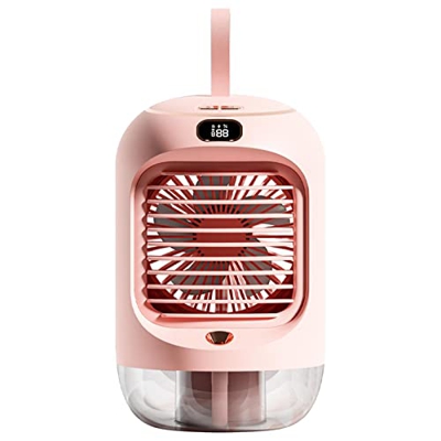 Milageto Aire Acondicionado portátil Ventilador de refrigeración Luz Nocturna Mister Fan con cordón Refrigerador de Escritorio Carga USB Pantalla LED 