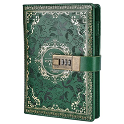Cuaderno de diario de cuero vintage con cerradura de combinación, diario secreto de flores en relieve B6, papel rayado rayado para escribir, regalo pa en oferta
