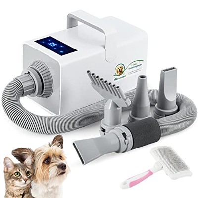 Mxmoonant Perro Pelo Secador Secador de pelo para mascotas LCD inteligente de control de temperatura de iones negativos cuidado del cabello 2800 W con