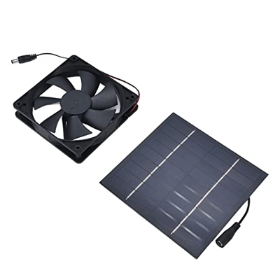 Gedourain Ventilador de Panel Solar, Ventilador de Escape Alimentado por Energía Solar Estable de Dos Ventiladores para Invernaderos
