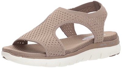 Skechers Flex Appeal 2.0 Mujer - Deja Vu Sandalia, Marrón topo, 40 EU