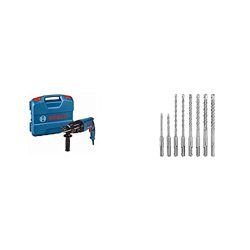 Bosch Professional 06112A3000 Martillo perforador con SDS-plus, 830 W, 230 V, azul y negro, 44.8 x 35.7 x 11.6 cm + Set De 8 Brocas Para Martillo Sds  características