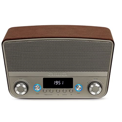 Aiwa BSTU-750BR - Altavoz Compacto Estilo Vintage (Activo, estéreo, 50W RMS, Bluetooth, Entrada óptica, USB, HDMI-ARC, RCA, FM y Entrada 6.3mm y 3.5 m