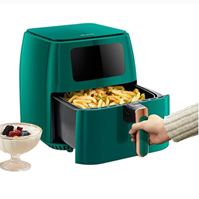 Freidora De Aire, Freidora De Aire De Tamaño Familiar con Circulación De Aire Rápida, Temporizador De 30 Minutos, 8L, Pantalla Holográfica Inteligente