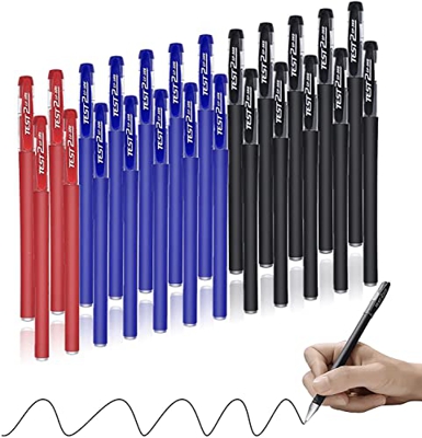 Bolígrafos de Tinta de Gel Paquete de 24 Bolígrafos de Tinta Líquida Negro Rojo Azul Punta Media 0.5mm Bolígrafos de Gel para Escritura, Tomar Notas, 