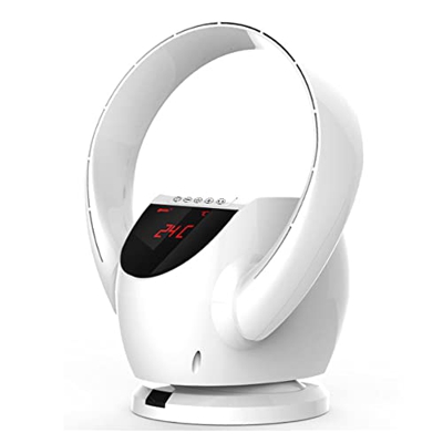 YUXN Ventilador De Pared Sin Aspas, Ventilador De Piso con Control Remoto/Temporizador, Ventilador Oscilante Silencioso De Ahorro De Energía White