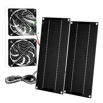 Kaicurhu Ventilador de avión Solar de 10 W - Kit de Ventilador Doble con energía Solar,Ventiladores de refrigeración de 10 W con Cable para gallineros