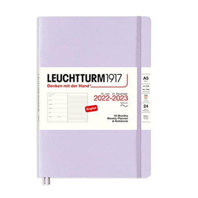 LEUCHTTURM1917 366019 - Agenda semanal 2023, 18 meses, tapa blanda, color lila