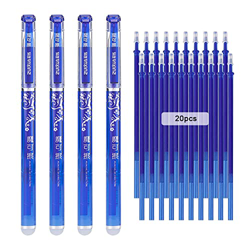 QAQHZW Bolígrafo con Borrador Pluma de Tinta Punta de 0,5 mm Bolis para Niños, Estudiantes y Adultos,4 Borrable Boligrafos de Gel y 20 Roller Recambio características