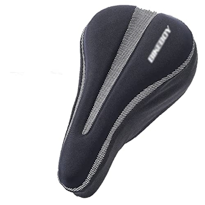 Saturey Sillín De Bicicleta - Sillín De Silicona Grueso con Luz Trasera - Tejido Transpirable - para Bicicletas De Montaña Y De Carretera (con Tiras R