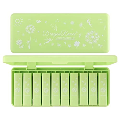 Paquete De 10 Lápices Labiales, Lápiz Labial Pequeño Mate Verde Estilo Verano, Regalo Para Niñas