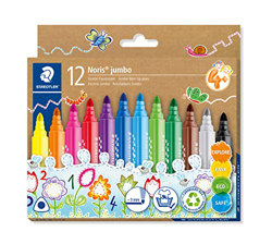 STAEDTLER Noris Jumbo 328-B C12 - Rotuladores gruesos para niños a partir de 4 años, 12 rotuladores en colores surtidos en embalaje de cartón respetuo precio