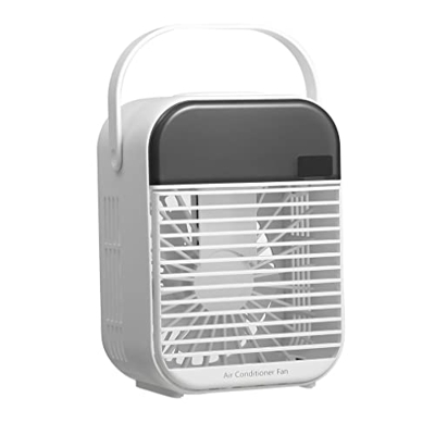 Mini enfriador de aire, aire acondicionado portátil con humidificador, luz nocturna digital inteligente, carga USB, 3 velocidades ajustables, para el 