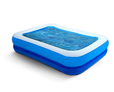 KEPLIN Piscina inflable rectangular estable para interiores y exteriores, para niños y adultos, azul y blanco (6 pies)