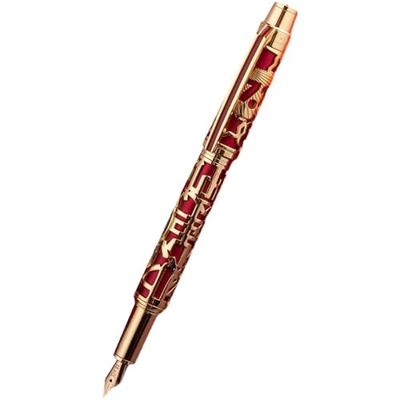 Hero H71 - Pluma estilográfica de esqueleto hueco de oro de 18 quilates, punta fina tallada con caja de regalo