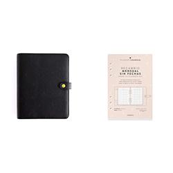 CHARUCA Planner personal A5. Negro 2022 + Recambio Agenda Mensual, A5, Sin Fechas en oferta