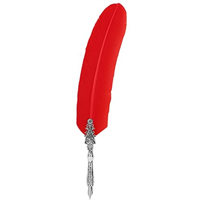 Shanrya Pluma Pluma, Pluma Decorativa Vintage Retro Pluma Pluma Vintage Pluma Pluma, para Boda Regalo Escuela Escritura Caligrafía Firma(Rojo)