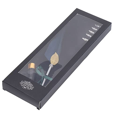 Juego de Plumas de Ave, Diseño Hueco, Diseño de Plumas Retro, Pluma de Caligrafía de Escritura Suave, Exquisita con Punta de Metal para el Hogar, la O