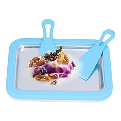 Luqeeg Heladera Instantánea, Mini Máquina de Yogur Frito Máquina de Helados Enrollados de Frutas sin Enchufe Rodillo de Helado Casero Plato de Helado 