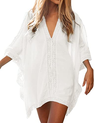 RITOSTA Vestidos Playeros Mujer - Camisa de Bikini Mujer Camisas de Mujer Ropa de Baño de Playa Blusa de Playa Suelto Bikini de Cordón Cubrir con Cuel
