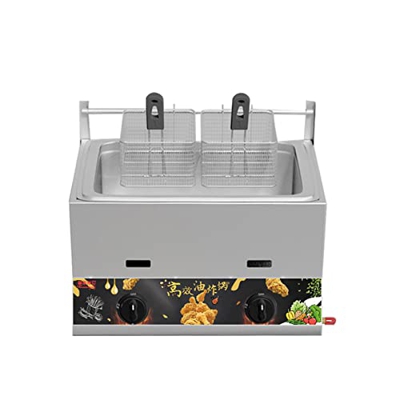 Tightstore Freidora de Grasa Profunda, Freidora de Acero Inoxidable, Freidoras con Cesta, Freidora de Gas Comercial, Potencia de Fuego Ajustable, para