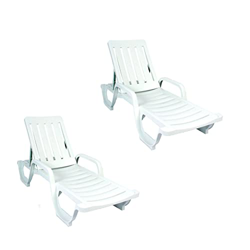 Lote de 2 Tumbonas Malibú. Tumbona reclinable, jardín, terraza, Playa, Exterior, Interior, (White) características