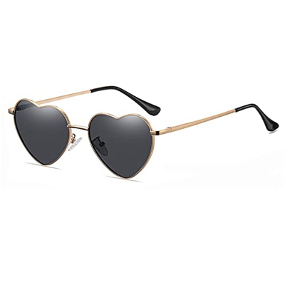 Dollger Gafas de Sol Corazón para Mujer Marco de Metal Polarizado Gafas de Sol con Forma Corazón Protección UV400