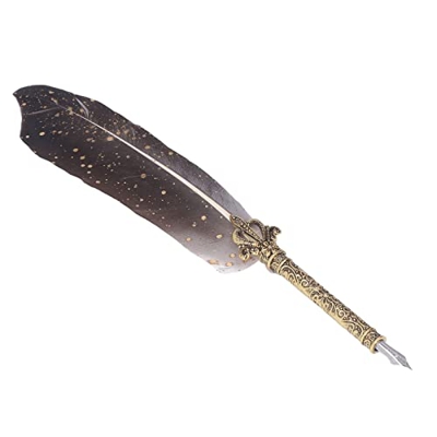 Juego de Bolígrafos de Tinta de Pluma, Pluma de Pluma Grabada, Juego de Pluma de Pluma, Elegancia Retro para Cumpleaños para Negocios para Estudiantes