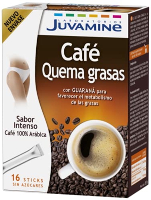 JUVAMINE - Sticks Café Quema Grasas - Café 100% Arábica con Guaraná - 16 Sticks