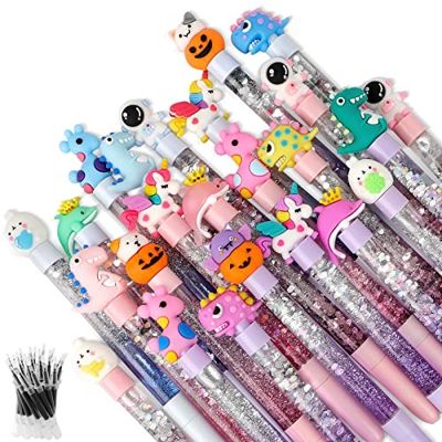 yuechen 24 pcs Bolígrafos gel Divertidos,Bolígrafos Lindos Kawaii Animales,Regalos Cumpleaños niños Colegio,Regalo Fiestas cumpleaños Infantiles del P