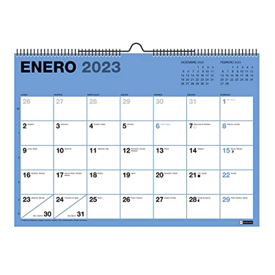 MIQUELRIUS - Calendario Pared 18 meses - de Julio 2022 a Diciembre 2023 - con espacio para escribir - Tamaño A3 - Color