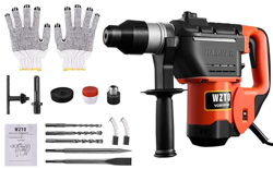 Honganrunli Martillo perforador profesional SDS-Plus, 1500 W, 7 julios, 6 velocidades variables, 0-1000 rpm con 4 funciones, mango antivibración y aco en oferta