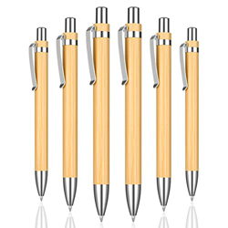 OSDUE 6 Bolígrafos, Bolígrafo Retráctil de Bambú, Tinta Negra, Punta Media, 0.039 in, Bolígrafos de Regalo para Escribir, Diario, Escuela, Suministros en oferta