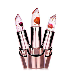 Red 2 Flower Beauty Crystal Lip Magic Lipstick Temperatura Jelly Color Change Lipstick Sol De Metal características