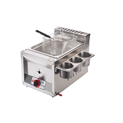 Tightstore Freidora pequeña de grasa para 2 personas, Freidora de gas comercial, Freidora grande con cesta, Freidora profunda de gran capacidad, Freid